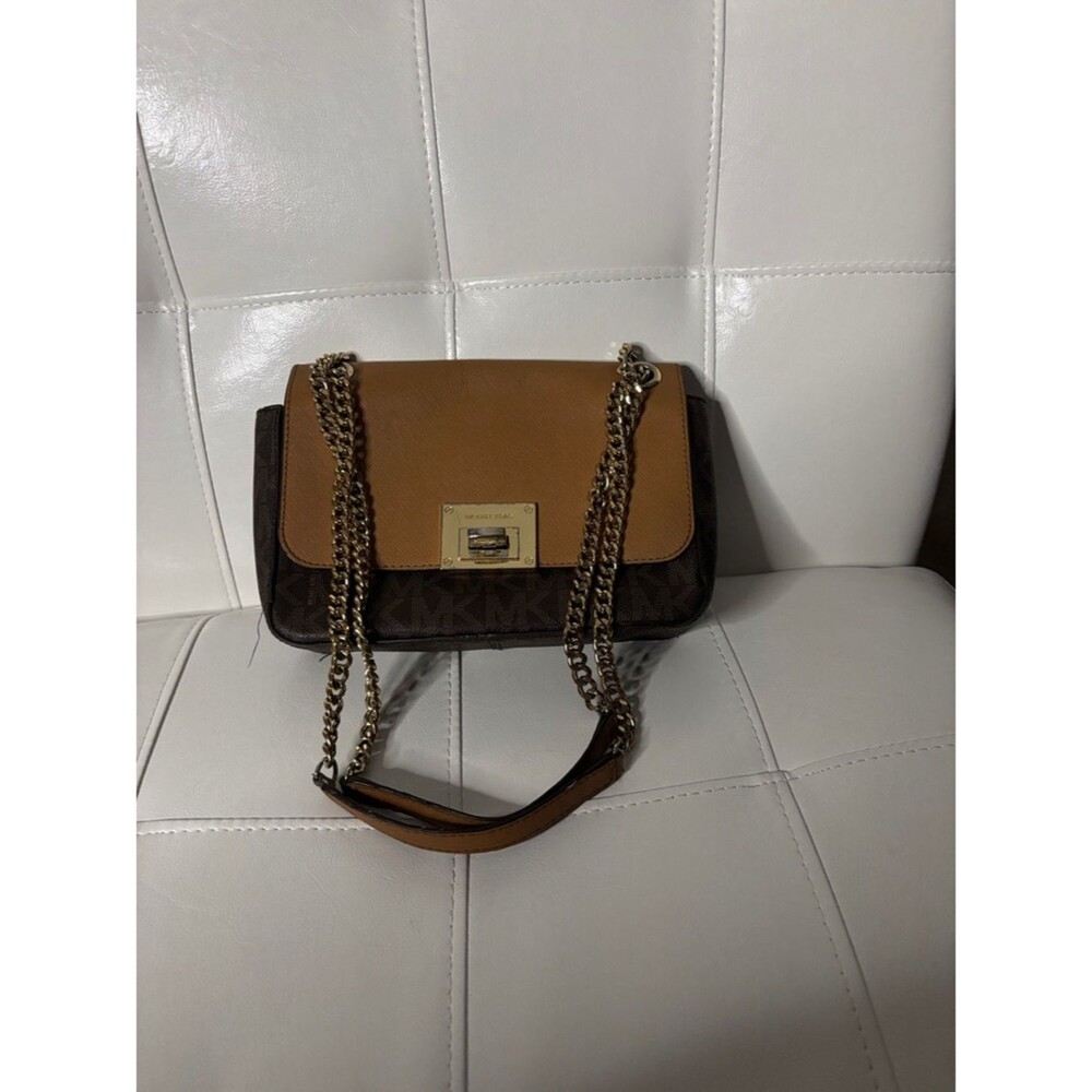 Michael Kors Brown and Tan Chain-Handle Shoulder Bag